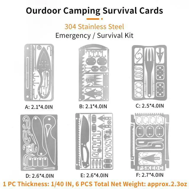 Alt view image 5 of 6 - 12 Pcs Survival Multitool Card Emergency Camping Tool EDC Kit in Your Wallet Outdoor Hunting Fishing Hiking Gear