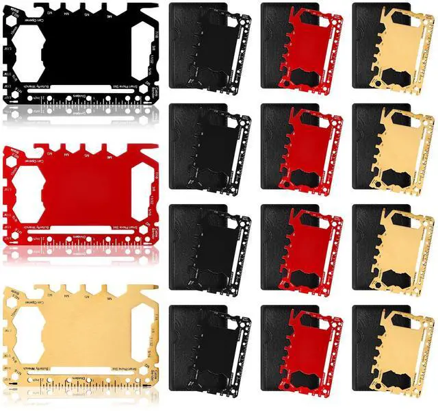 Main image of 12 Pcs Credit Card Wallet Multitool,Black, Red, Gold,Classic Style