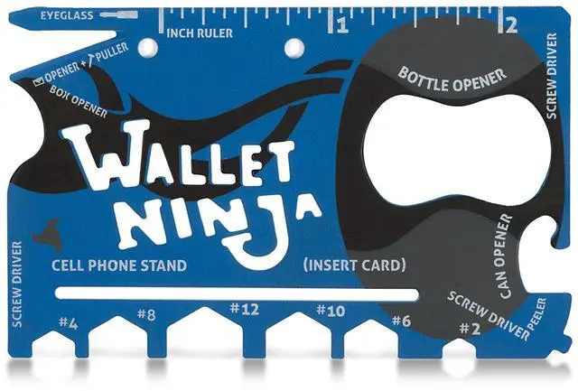 Main image of Multitool Card 18 in 1 Credit Card Size Multi-Tool for Quick Repairs, EDC Survival Gear, Bottle Opener, Camping Cool Gadget and Stocking Stuffer (Blue)