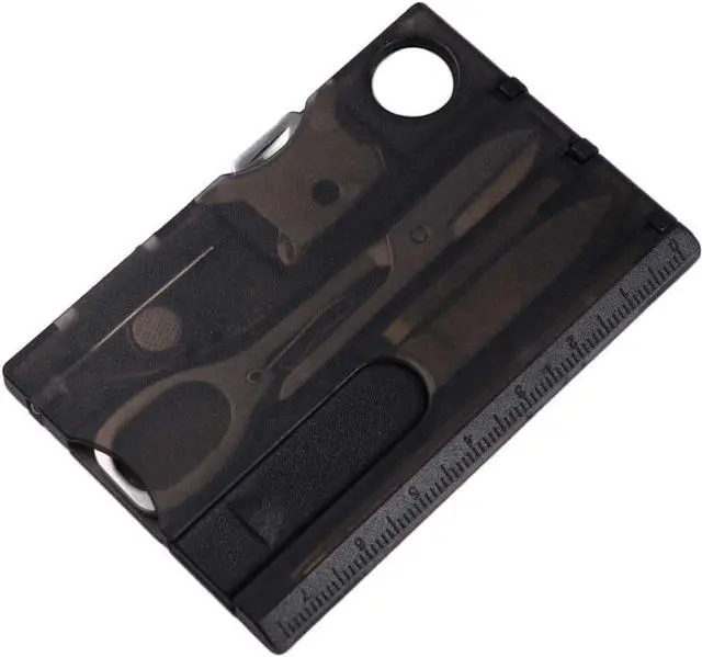 Main image of Black 12 in 1 Pocket Credit Card Outdoor Survival Multi Card Multi Tool EDC Tool Gear Multitools and Accessories