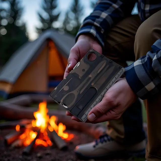 Alt view image 4 of 7 - Black 12 in 1 Pocket Credit Card Outdoor Survival Multi Card Multi Tool EDC Tool Gear Multitools and Accessories