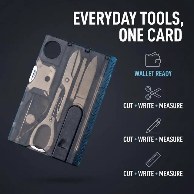 Alt view image 6 of 7 - Black 12 in 1 Pocket Credit Card Outdoor Survival Multi Card Multi Tool EDC Tool Gear Multitools and Accessories