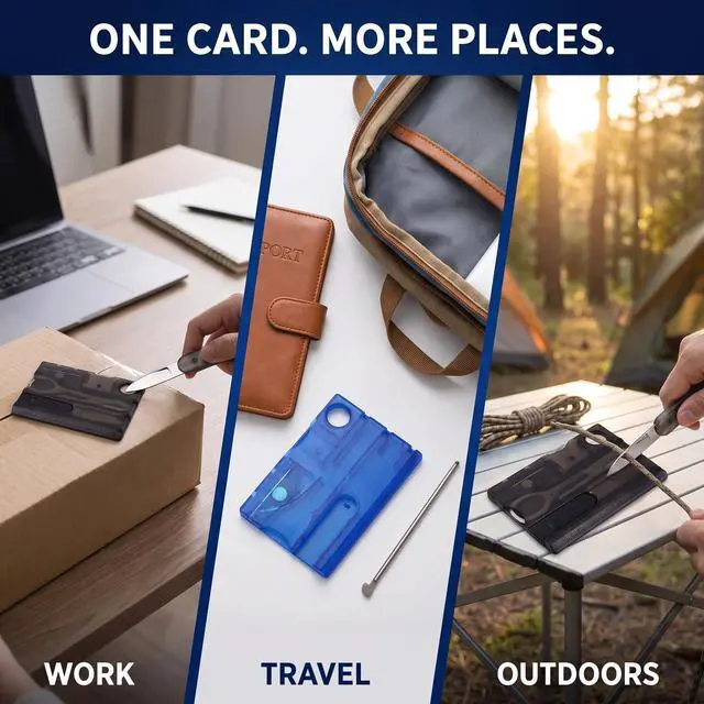 Alt view image 7 of 7 - Black 12 in 1 Pocket Credit Card Outdoor Survival Multi Card Multi Tool EDC Tool Gear Multitools and Accessories
