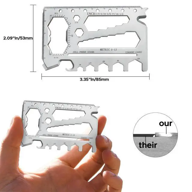Alt view image 2 of 7 - 40-in-1 Credit Card Multitool TSA Compliant EDC Tool Card, Slim Pocket Survival Wallet Tool(Silver, Single)