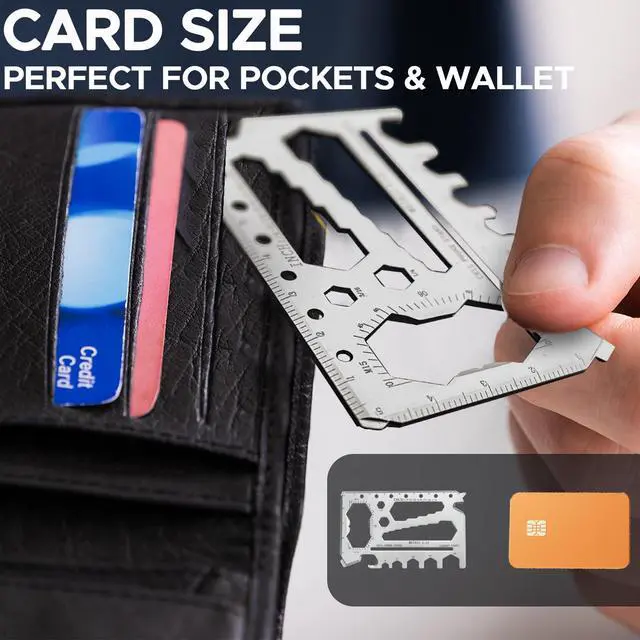 Alt view image 4 of 7 - 40-in-1 Credit Card Multitool TSA Compliant EDC Tool Card, Slim Pocket Survival Wallet Tool(Silver, Single)