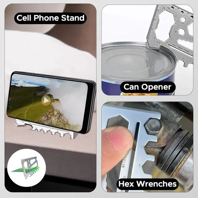 Alt view image 7 of 7 - 40-in-1 Credit Card Multitool TSA Compliant EDC Tool Card, Slim Pocket Survival Wallet Tool(Silver, Single)