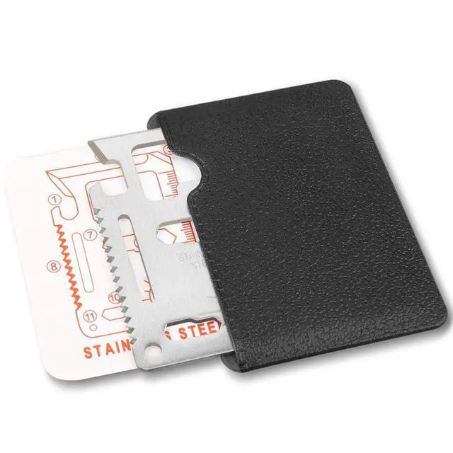 Alt view image 7 of 7 - Credit Card 11-in-1 Survival Pocket Tool, Thickened Stainless Beer Opener steel/Inch Scale/Double Row Sawtooth Pocket Tool for Men (10PCS)