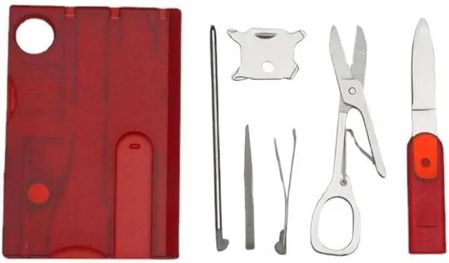 Main image of Black Outdoor Survival Bottle Opener Card Multi Tool Outdoor Barbecue Knife Camping Tool Hiking LED Light Magnifier EDC Tool Gear Multitools Hand Tools Accessories