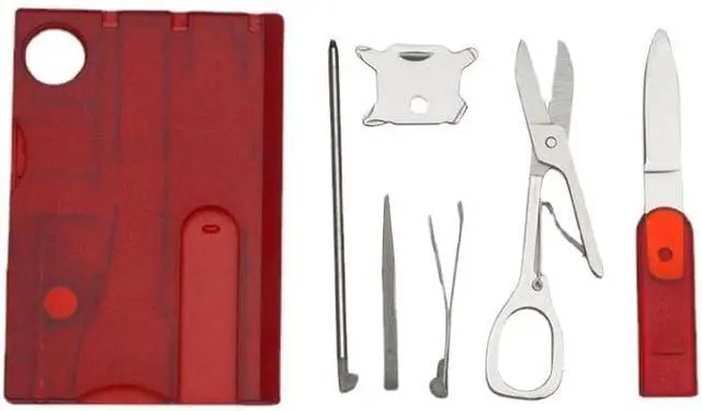 Alt view image 2 of 7 - Black Outdoor Survival Bottle Opener Card Multi Tool Outdoor Barbecue Knife Camping Tool Hiking LED Light Magnifier EDC Tool Gear Multitools Hand Tools Accessories