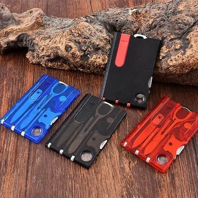 Alt view image 4 of 7 - Black Outdoor Survival Bottle Opener Card Multi Tool Outdoor Barbecue Knife Camping Tool Hiking LED Light Magnifier EDC Tool Gear Multitools Hand Tools Accessories