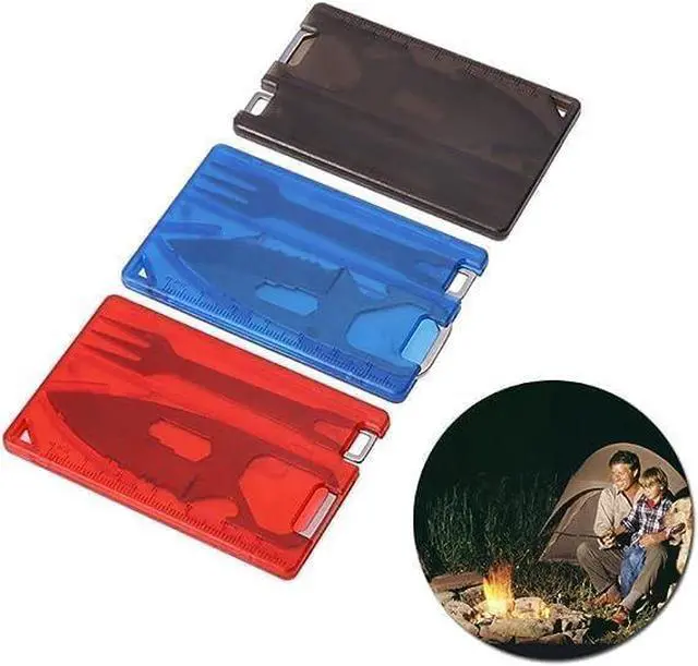 Alt view image 5 of 7 - Black Outdoor Survival Bottle Opener Card Multi Tool Outdoor Barbecue Knife Camping Tool Hiking LED Light Magnifier EDC Tool Gear Multitools Hand Tools Accessories