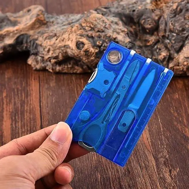Alt view image 7 of 7 - Black Outdoor Survival Bottle Opener Card Multi Tool Outdoor Barbecue Knife Camping Tool Hiking LED Light Magnifier EDC Tool Gear Multitools Hand Tools Accessories