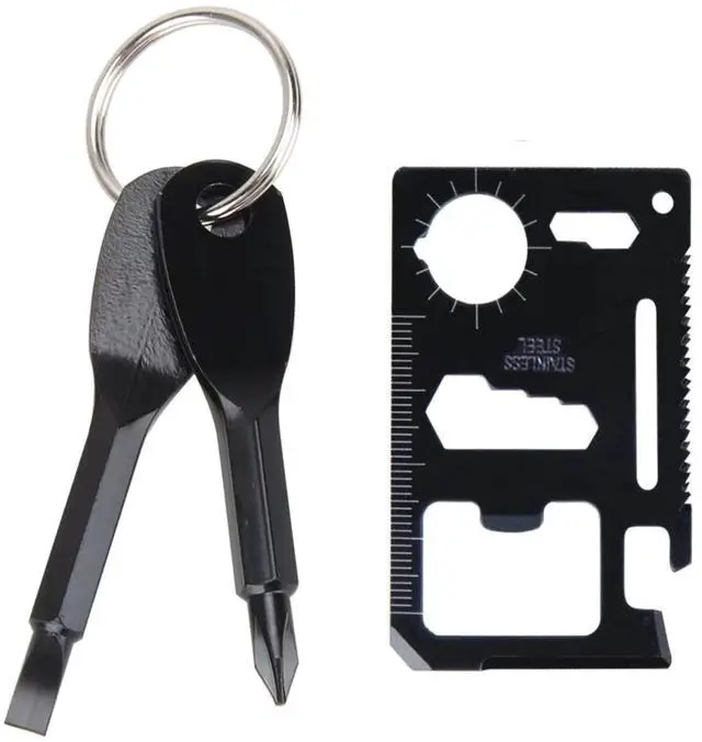 Main image of 2Pcs Multitool Screwdriver Set, Portable Mini Screwdriver- Outdoor Bottle Opener Protractor Ruler
