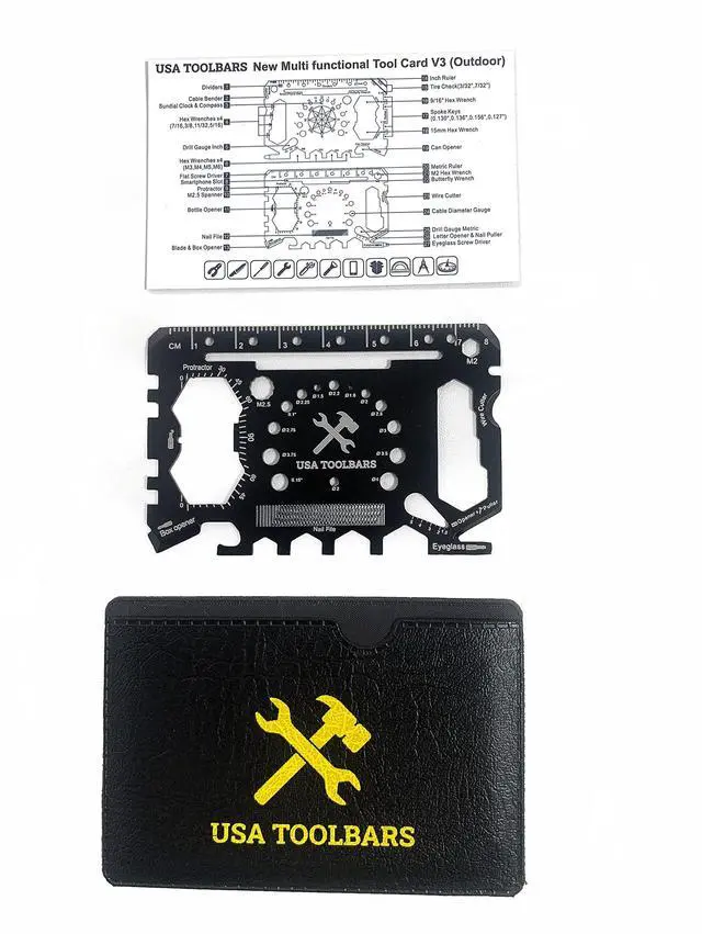 Alt view image 2 of 7 - Wallet Multitool Card 46 in 1 Innovative Gift Stainless Steel Business Credit Card Black Multi-Tool (Screwdrivers, Can Opener, Butterfly Wrench, Phone Stand & More)