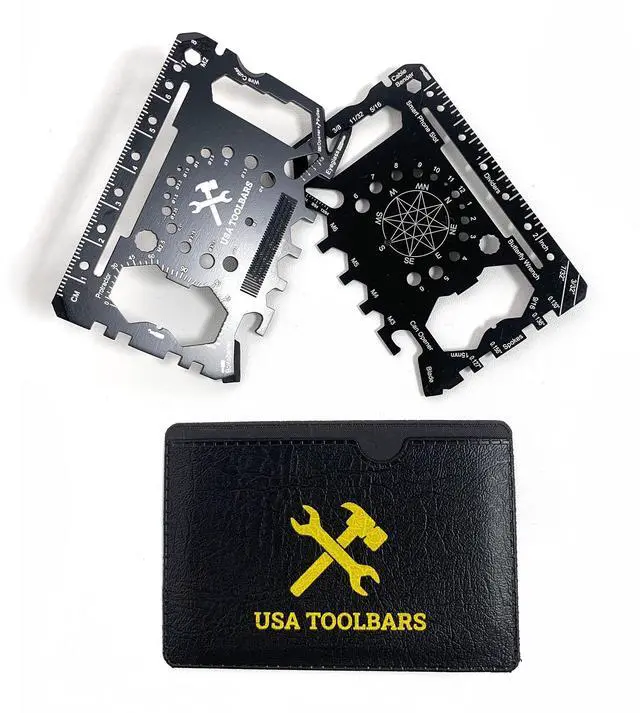 Alt view image 3 of 7 - Wallet Multitool Card 46 in 1 Innovative Gift Stainless Steel Business Credit Card Black Multi-Tool (Screwdrivers, Can Opener, Butterfly Wrench, Phone Stand & More)