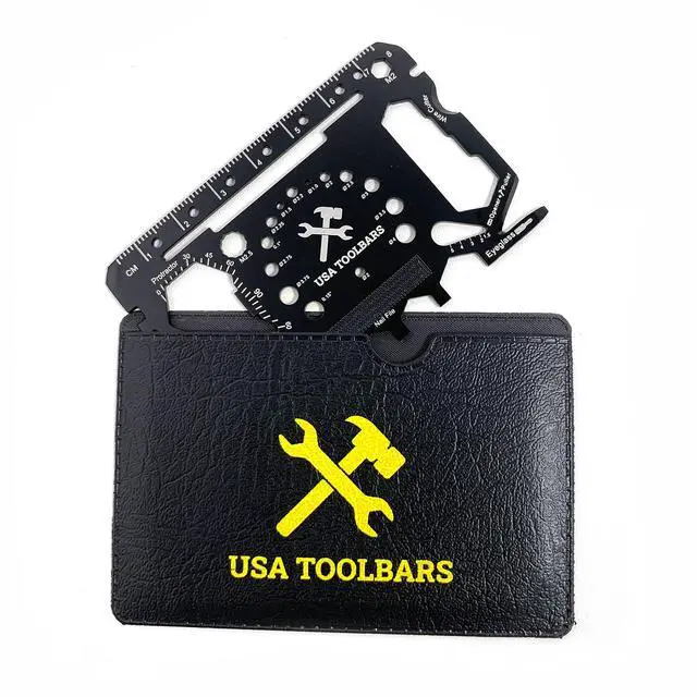 Alt view image 7 of 7 - Wallet Multitool Card 46 in 1 Innovative Gift Stainless Steel Business Credit Card Black Multi-Tool (Screwdrivers, Can Opener, Butterfly Wrench, Phone Stand & More)