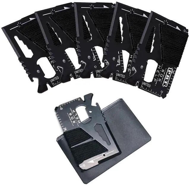 Main image of 14 in 1 Beer Opener Survival Card Tool,Credit Card Sized Wallet Multitools Gift for Men & Gadgets Tactical Survival Tools (5 PCS)