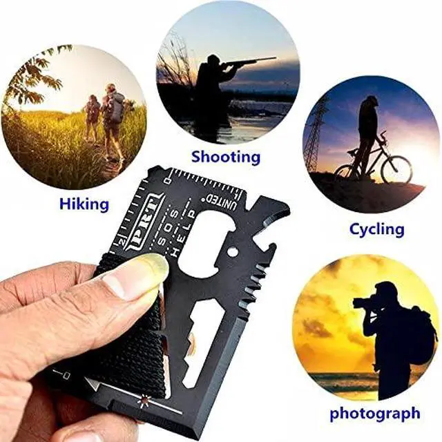 Alt view image 6 of 7 - 14 in 1 Beer Opener Survival Card Tool,Credit Card Sized Wallet Multitools Gift for Men & Gadgets Tactical Survival Tools (5 PCS)