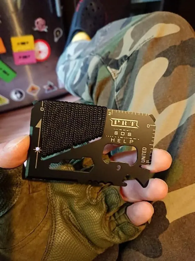 Alt view image 4 of 7 - 14 in 1 Beer Opener Survival Card Tool,Credit Card Sized Wallet Multitools Gift for Men & Gadgets Tactical Survival Tools (5 PCS)
