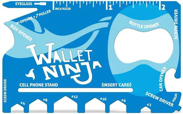 Main image of 18 in 1 Credit Card Multi-Tool: (Baby Blue) Eyeglass Screwdriver, Hex Wrenches, Bottle Opener, Phone Stand, Can Opener, Ruler