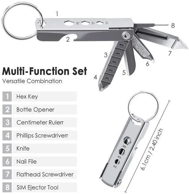 Alt view image 2 of 7 - 7-in-1 Multi-Tool Keychain