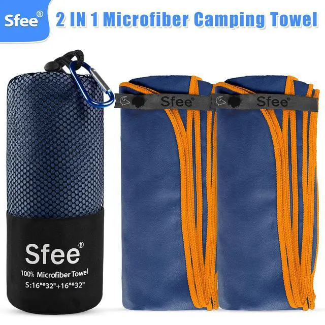 Alt view image 7 of 7 - 2 Pack Microfiber Travel Towel, Quick Dry Towel Camping Towel Beach Towel Super Absorbent Compact Lightweight Sports Gym Towels Set for Beach, Gym, Hiking, Pool, Backpacking, Bath, Yoga