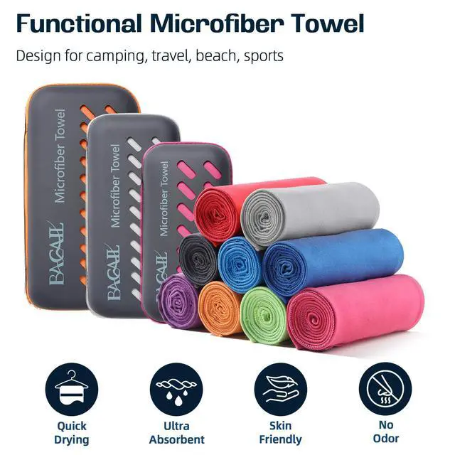 Alt view image 2 of 7 - Camping Towel with EVA Case, Compact & Ultra Soft Microfiber Travel Towel - Super Absorbent & Lightweight Quick Dry Towels for Sports, Beach, Gym, Backpacking, Hiking and Yoga - Blue, L