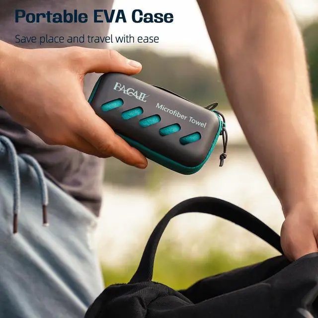 Alt view image 3 of 7 - Camping Towel with EVA Case, Compact & Ultra Soft Microfiber Travel Towel - Super Absorbent & Lightweight Quick Dry Towels for Sports, Beach, Gym, Backpacking, Hiking and Yoga - Blue, L