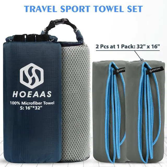 Alt view image 2 of 7 - 2 Pack Microfiber Camping Towels, Quick Dry Towel, Super Absorbent Ultra Compact Travel Towel Soft Lightweight Sports Towel for Sweat Fast Drying Towels for Pool,Gym,Hiking,Backpacking,Fitness