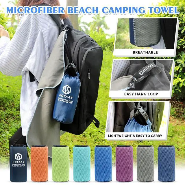 Alt view image 6 of 7 - 2 Pack Microfiber Camping Towels, Quick Dry Towel, Super Absorbent Ultra Compact Travel Towel Soft Lightweight Sports Towel for Sweat Fast Drying Towels for Pool,Gym,Hiking,Backpacking,Fitness