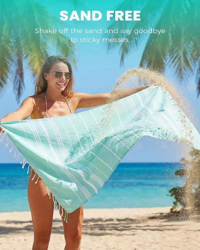 Alt view image 3 of 7 - Turkish Beach Towels Vacation Essentials Quick Dry Sand Free Oversized Bath Pool Swim Towel Extra Large XL Blanket Adult Travel Cruise Accessories Must Haves Clearance Stuff Necessities