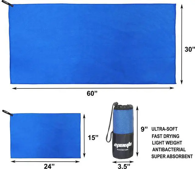 Alt view image 2 of 5 - 2-Pack Microfiber Quick Dry Travel Towel Set, Blue
