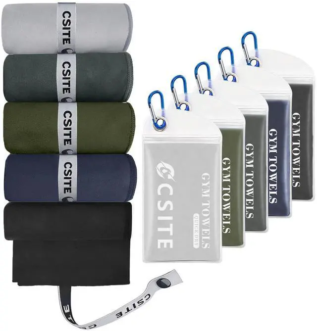 Main image of Microfiber Gym Towels 5 Pack - Quick Dry & Highly Absorbent, Odor-Free, Soft & Compact Sweat Towel for Workout, Yoga, Running, Tennis, Camping, Men & Women