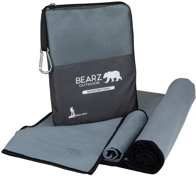 Main image of Quick Dry Travel Towel - Microfiber Backpacking Towel, Ideal for Hiking, Gym, Camp (Includes Bonus Face Cloth) Space Gray
