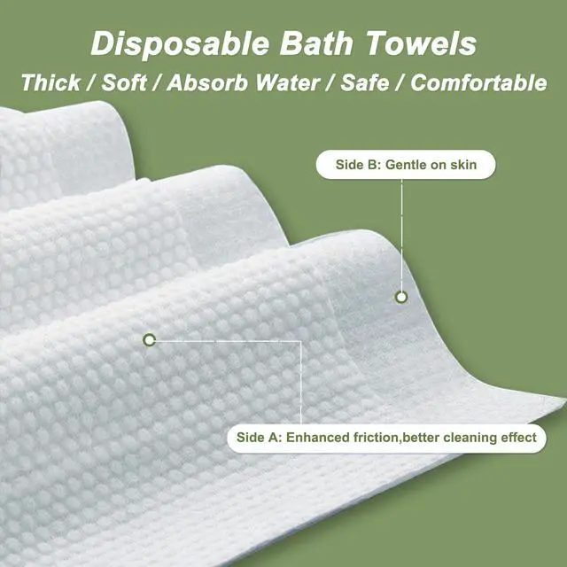 Alt view image 3 of 7 - Disposable Bath Towels, 5 Pack 55" x 27.5" Ultra Soft, Quick Dry Disposable Body Towels, Portable Travel Towel for Hotel Camping Beach Swimming Gym Sauna Spa, Personal Care Pet Towels