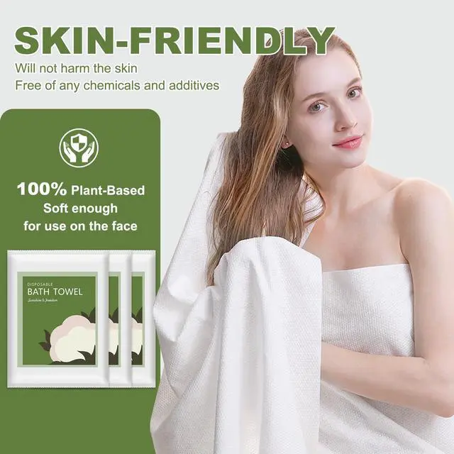 Alt view image 5 of 7 - Disposable Bath Towels, 5 Pack 55" x 27.5" Ultra Soft, Quick Dry Disposable Body Towels, Portable Travel Towel for Hotel Camping Beach Swimming Gym Sauna Spa, Personal Care Pet Towels