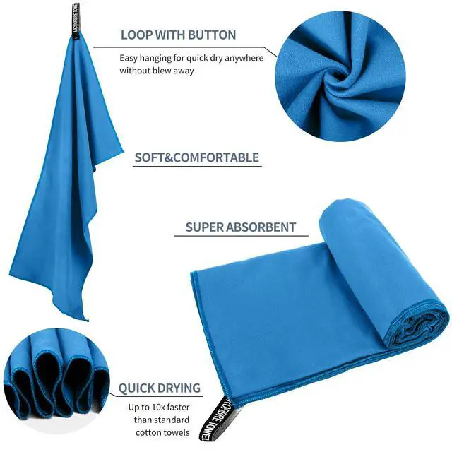 Alt view image 4 of 6 - Microfiber Travel Towel, Quick Dry Camping & Gym Towel. Compact | Super Absorbent,Fast Drying,Lightweight,Soft,Suitable for Camping,Backpack,Gym,Swim, Yoga,Hiking