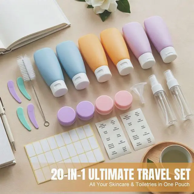 Alt view image 2 of 7 - 20 Pack Travel Bottles Set for Toiletries
