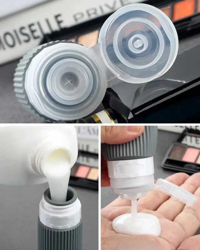 Alt view image 2 of 6 - Travel Bottles - 8 Pack, TSA Approved Travel Size Toiletries, Leak Proof Silicone Squeezable Containers in Clear Bag
