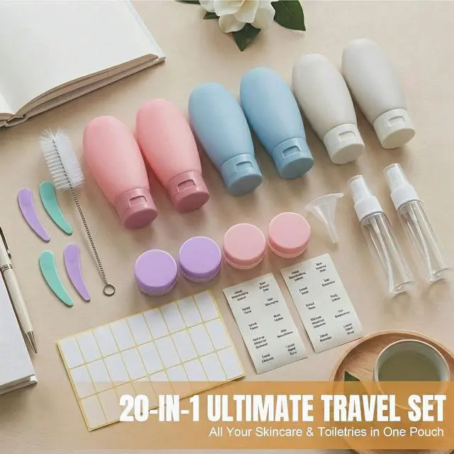 Alt view image 2 of 7 - 20 Pack Travel Bottles for Toiletries, Travel Size Containers Kit