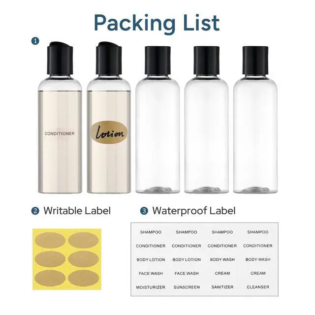 Alt view image 7 of 7 - Travel Bottles for Toiletries, 3.4 oz Travel Size Containers, 5pcs, Clear