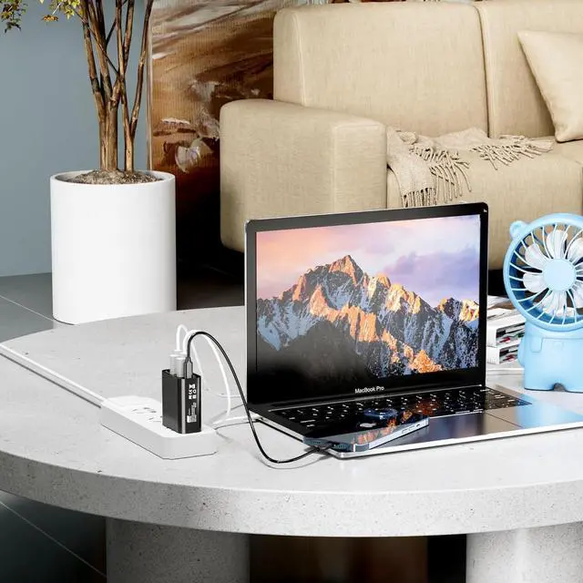 Alt view image 4 of 7 - 2-PCS-USB Charger, 65 W USB Charger, with 5 USB Port - 3USB + 2 PD Fast Wall Charger, Type C Charger, for Computer, Tablet, and Cell Phones