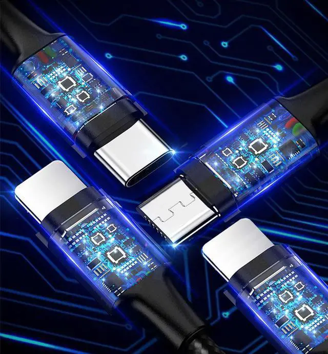 Alt view image 5 of 7 - Multi Charging Cable 2Pack 4FT 4 in 1 Nylon Braided USB Fast Charging Cord Adapter Type C Micro Port Compatible Cell Phones Tablets and More