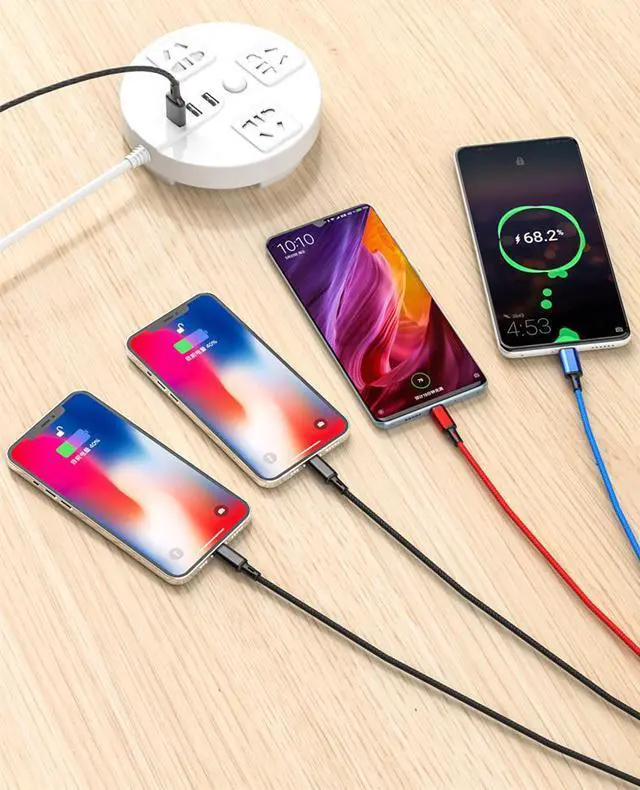 Alt view image 6 of 7 - Multi Charging Cable 2Pack 4FT 4 in 1 Nylon Braided USB Fast Charging Cord Adapter Type C Micro Port Compatible Cell Phones Tablets and More