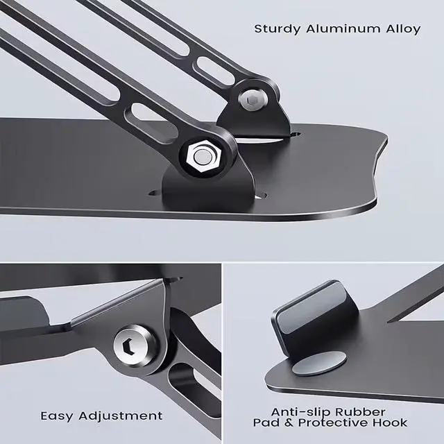 Alt view image 4 of 7 - Adjustable Laptop Holder Made of Durable Aluminum Alloy, Foldable And Portable, Suitable for Laptops And Tablets Ranging from for 11 to 16 Inches