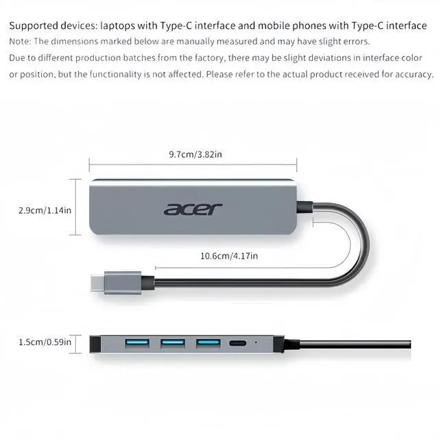 Alt view image 4 of 6 - Acer USB-C Dock with HDTV Adapter & PD Charger - USB-C to HDTV Connector, USB-C Power Delivery Charging Station, 4K Ultra HD Multi-Port Expansion Dock for MacBook, Compatible with MacBooks (HY41-T5) -