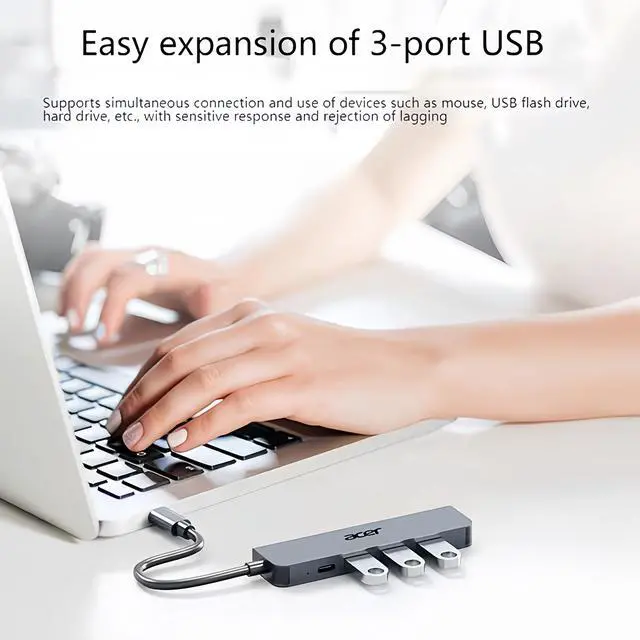 Alt view image 6 of 6 - Acer USB-C Dock with HDTV Adapter & PD Charger - USB-C to HDTV Connector, USB-C Power Delivery Charging Station, 4K Ultra HD Multi-Port Expansion Dock for MacBook, Compatible with MacBooks (HY41-T5) -