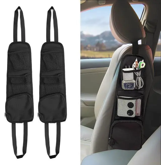 Main image of 2PCS Car Seat Storage Hanging Bag, Multi-Pocket Seat Side Organizer, Multifunctional Mesh Net Pocket, Can Hold Mobile Phone, Wallet, Glasses, Suitable for Cars, SUVs, Trucks