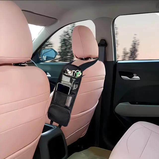 Alt view image 7 of 7 - 2PCS Car Seat Storage Hanging Bag, Multi-Pocket Seat Side Organizer, Multifunctional Mesh Net Pocket, Can Hold Mobile Phone, Wallet, Glasses, Suitable for Cars, SUVs, Trucks