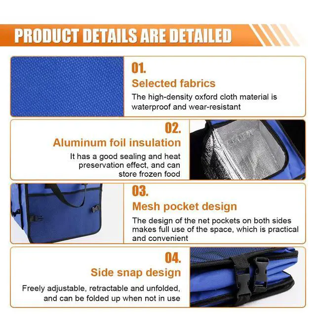 Alt view image 4 of 6 - Car Trunk Organizer, Oxford Fabric Waterproof & Anti-Slip Vehicle Storage Box with Leak Proof & Insulated Cooler Bag, Large Capacity Foldable Auto Storage Box for Car, SUV, Truck (Blue)